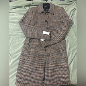 Express Brown and Black Houndstooth Coat